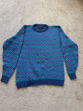 VTG ~ 1980s ~ Jack Nicklaus ~ Geometric Knit Sweater ~ Cotton ~ Golf ~ Size L